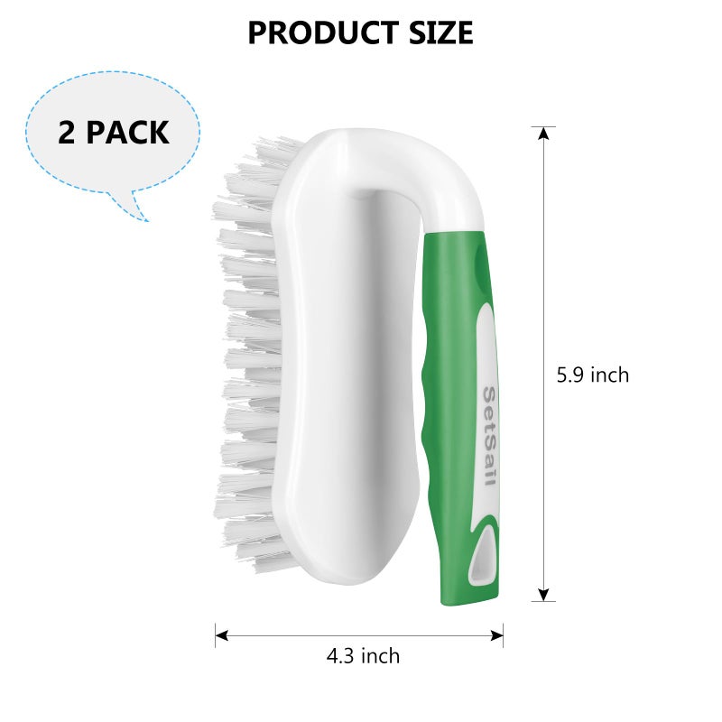 SetSail Scrub Brush, Heavy-Duty Scrub Brushes for Cleaning with Stiff Bristles Cleaning Brush for Shower, Bathroom, Carpet, Kitchen and Bathtub Scrubber - 2 Pack Green - Image 2